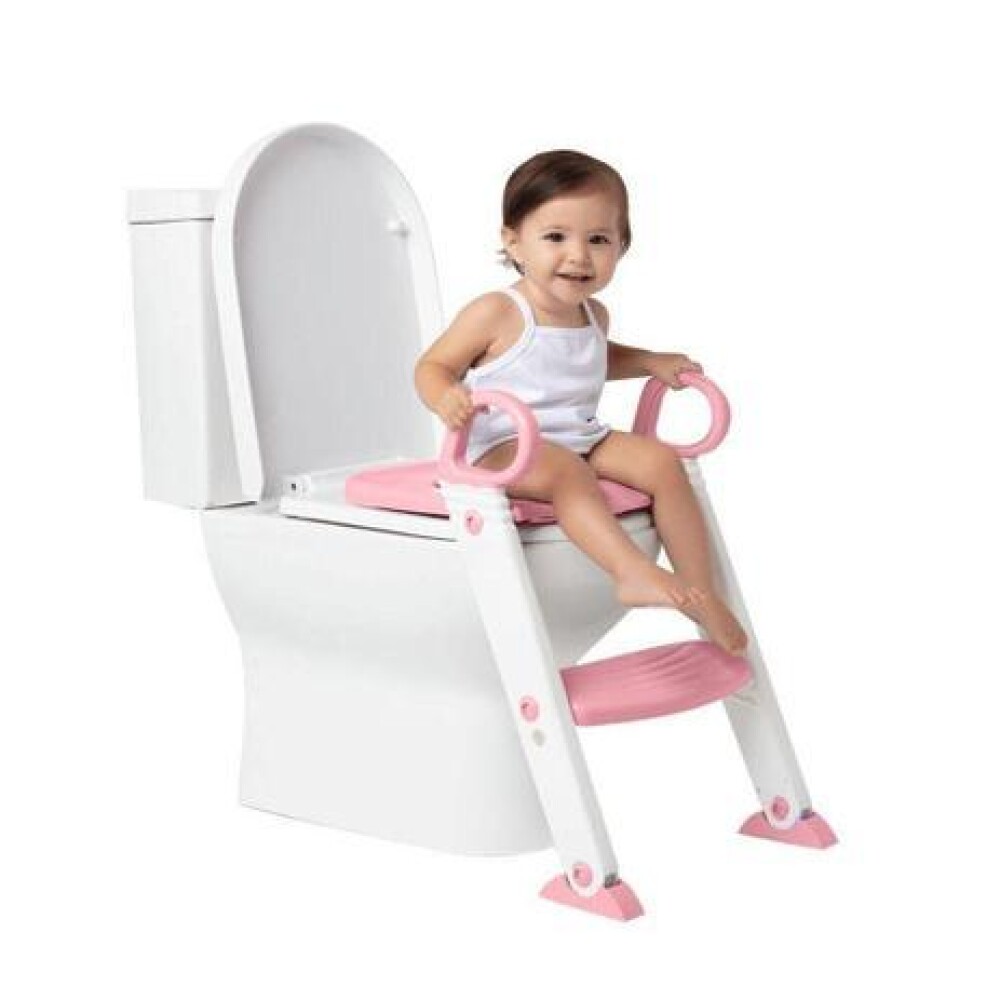 Reductor de inodoro con escalera set entrenamiento BUBA rosa