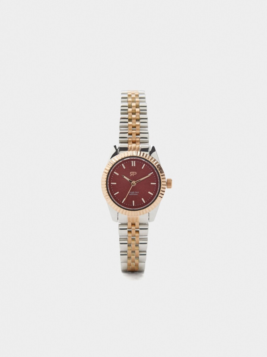 Reloj Con Pulsera De Acero Inoxidable - bicolor 