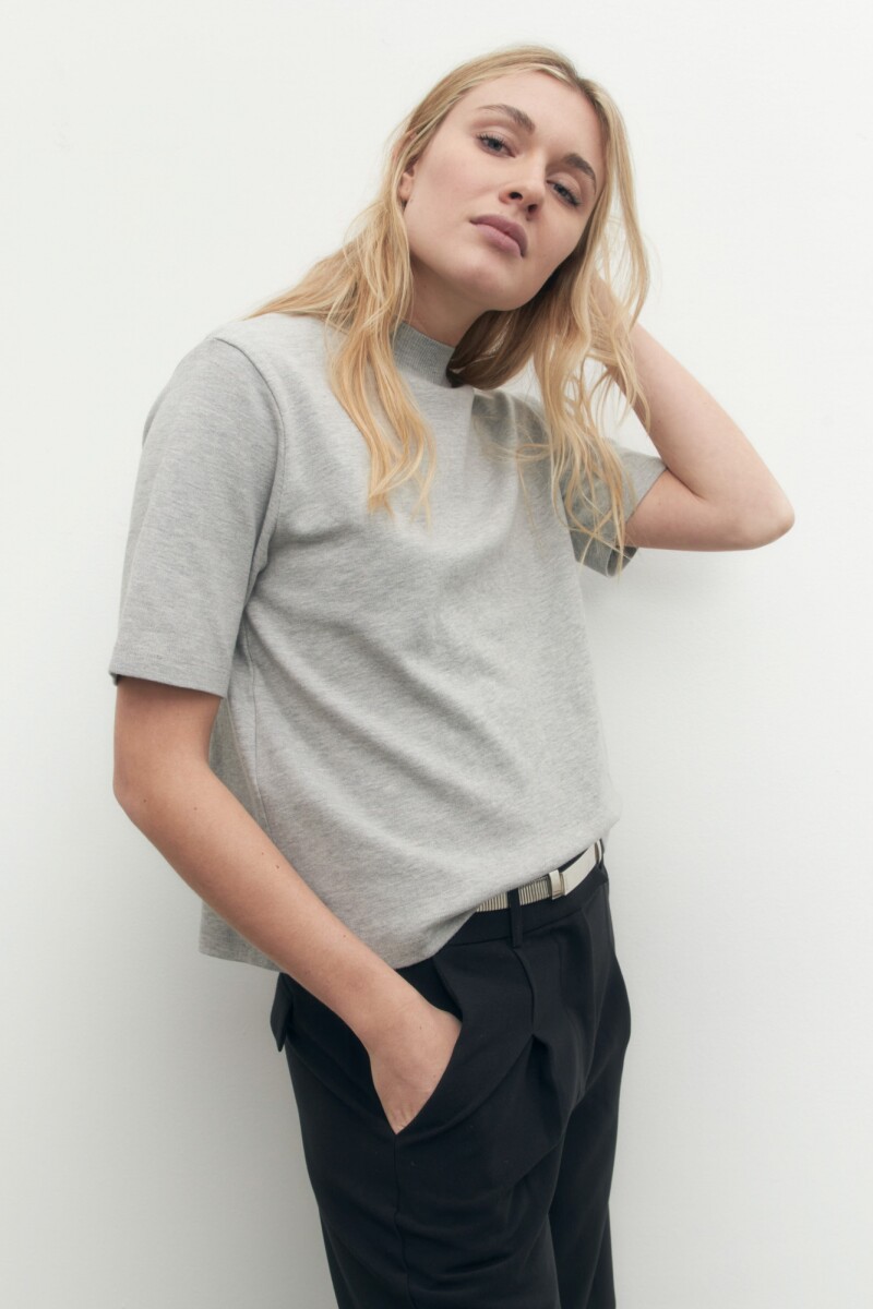 Media polera manga corta beige melange