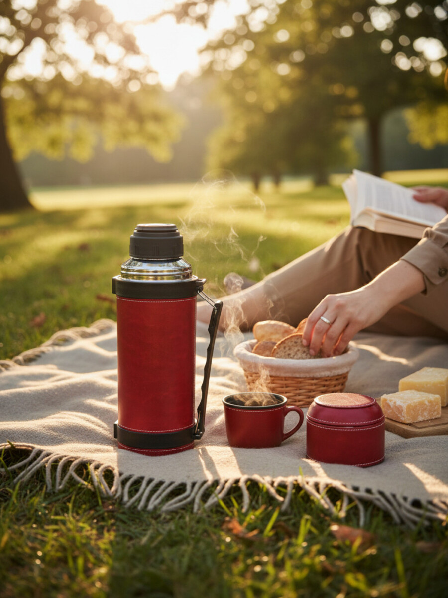 Termo de acero forrado 1 litro - Rojo 