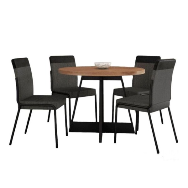 JUEGO DE COMEDOR REDONDO + 4 SILLAS - NOGAL/NEGRO JUEGO DE COMEDOR REDONDO + 4 SILLAS - NOGAL/NEGRO