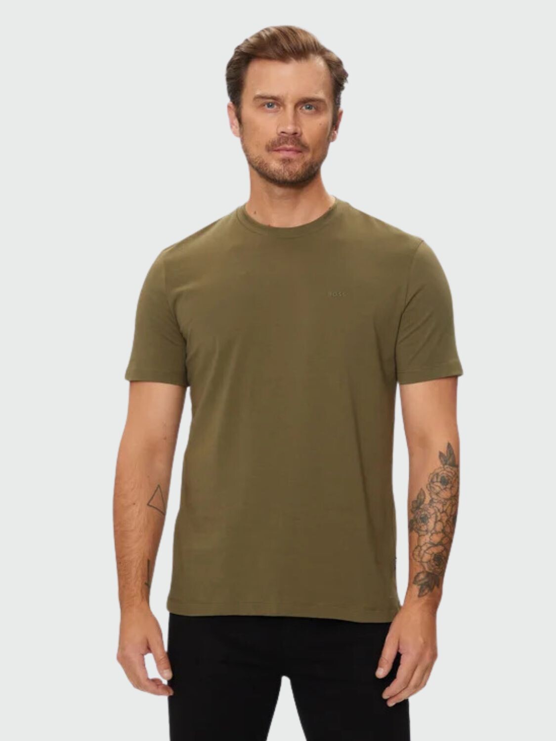 BOSS - Remera de Punto con Logo Verde