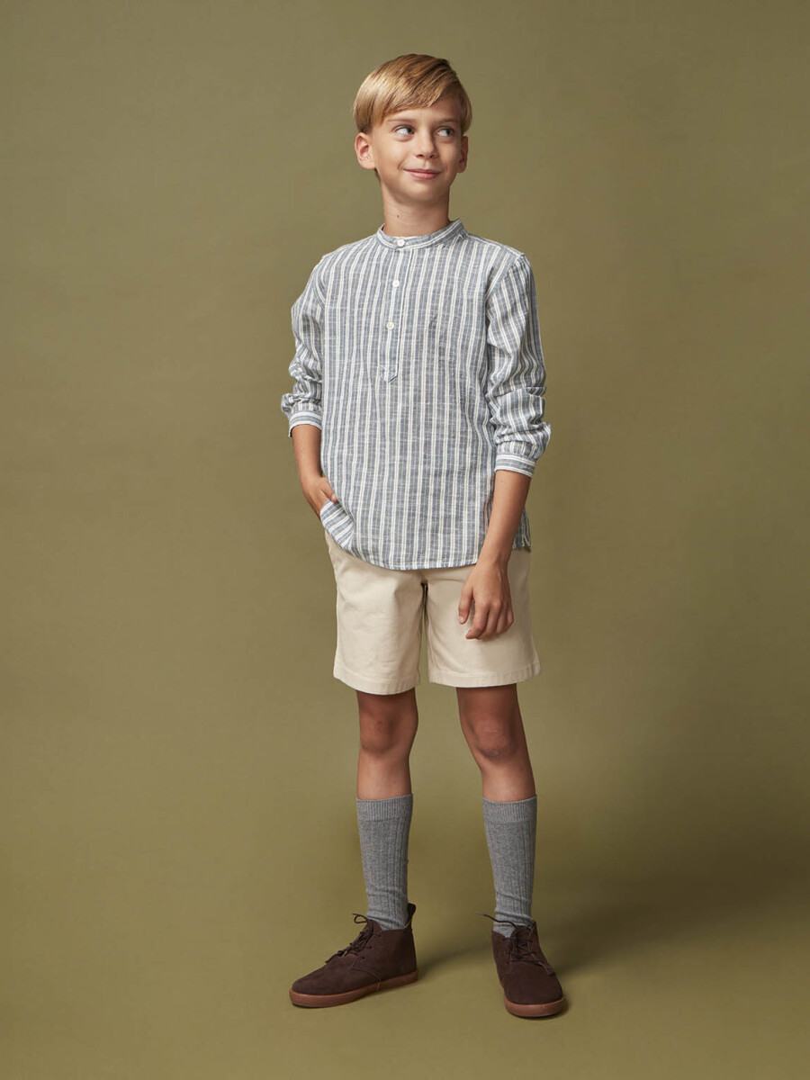 Camisa De Rayas Petroleo