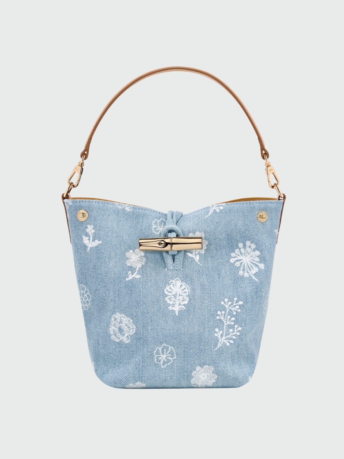 Longchamp - Bolso de hombro, Le Roseau Denim Gris Oscuro