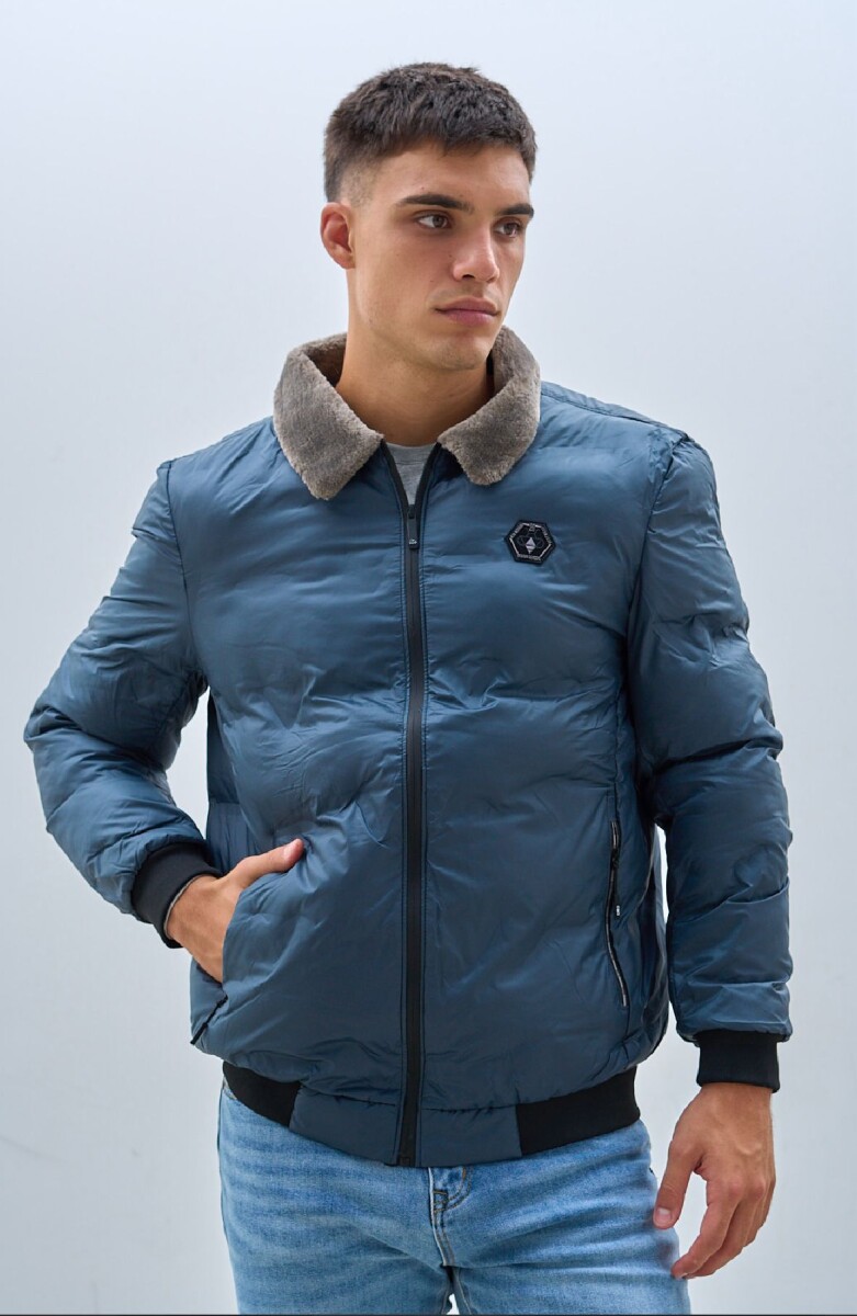 CAMPERA OXX 82261 CUELLO PIEL - GRIS 