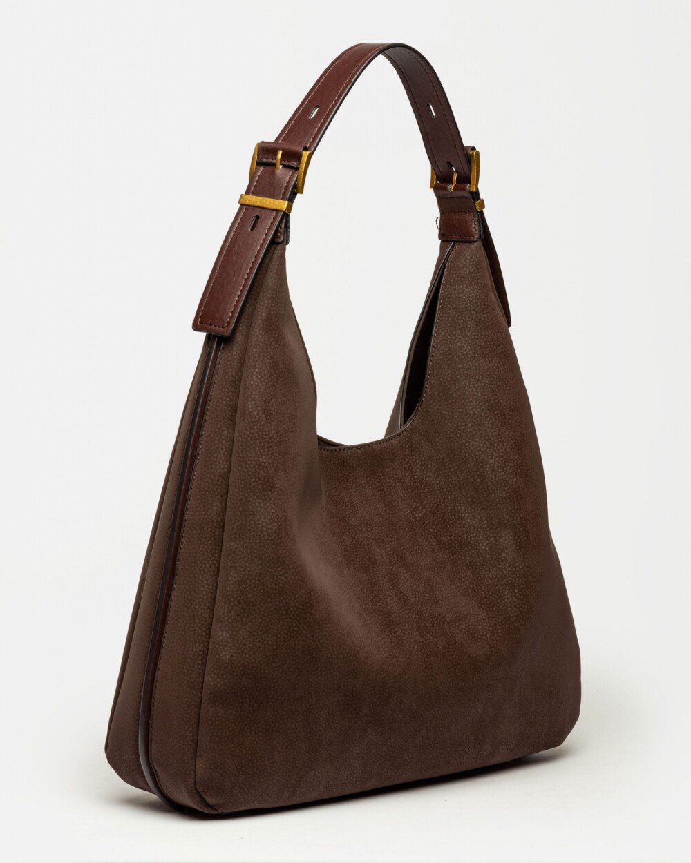 Bolso Raw en efecto gamuza Marron