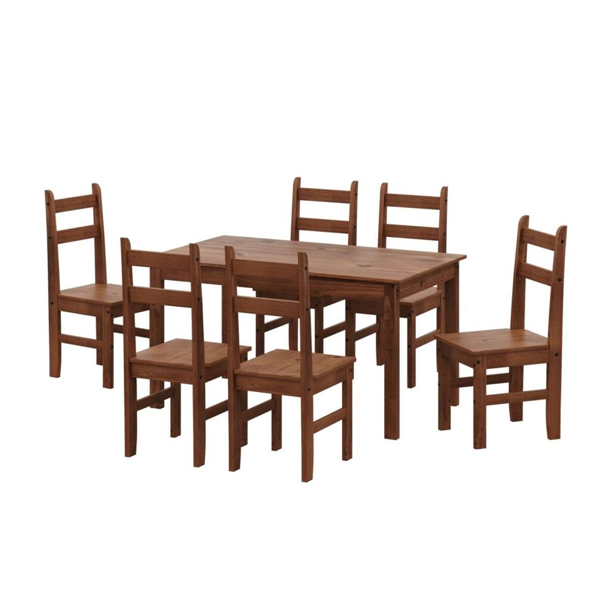 Juego De Comedor Lucia Plus 6 Sillas Madera - Oscuro 
