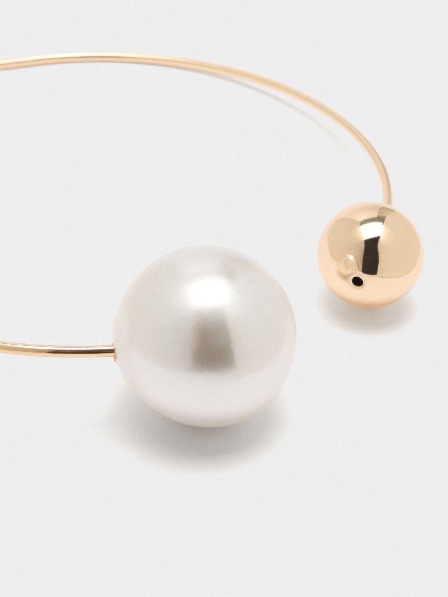 Collar Rígido Con Esfera Y Perla blanco