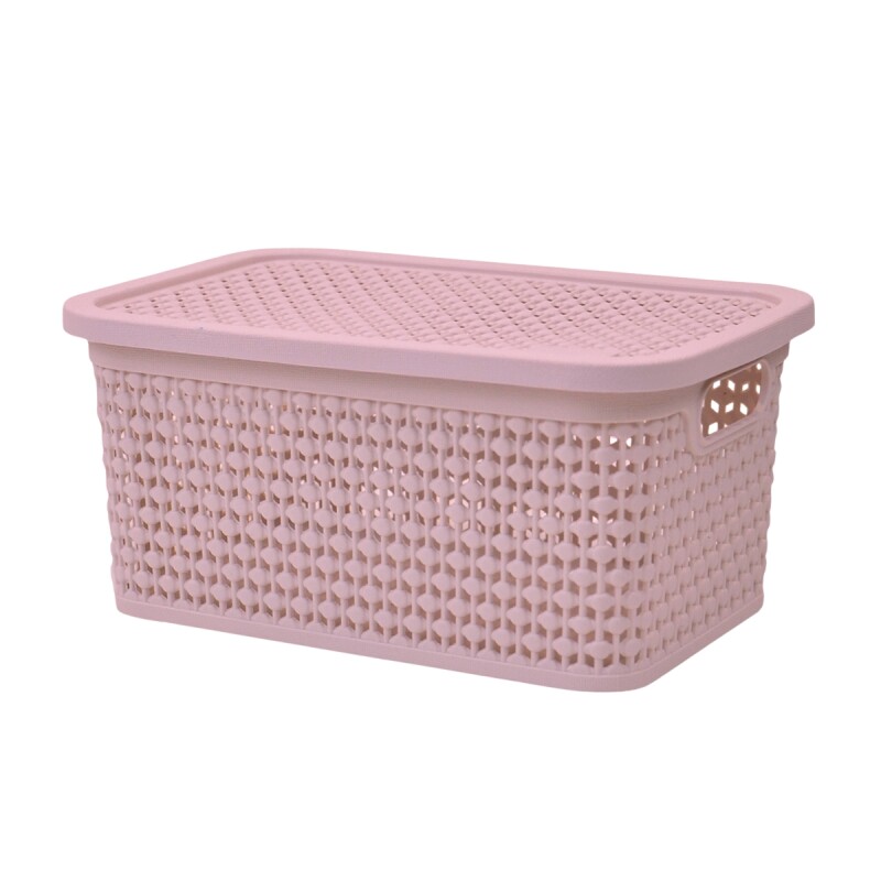 Caja simil ratán 2,5 Lts ROSADO