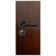 Puerta Desarmada Interior en MDF con Marco y Cerradura Lumax Marrón Teak Lisa Herraje Negro