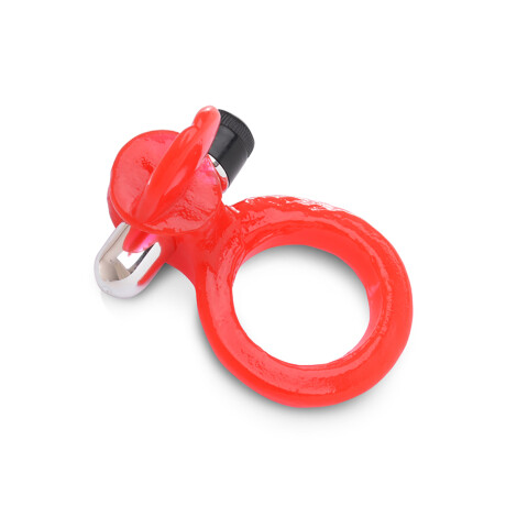 Anillo Estimulador Lenguita Con Vibrador Rojo