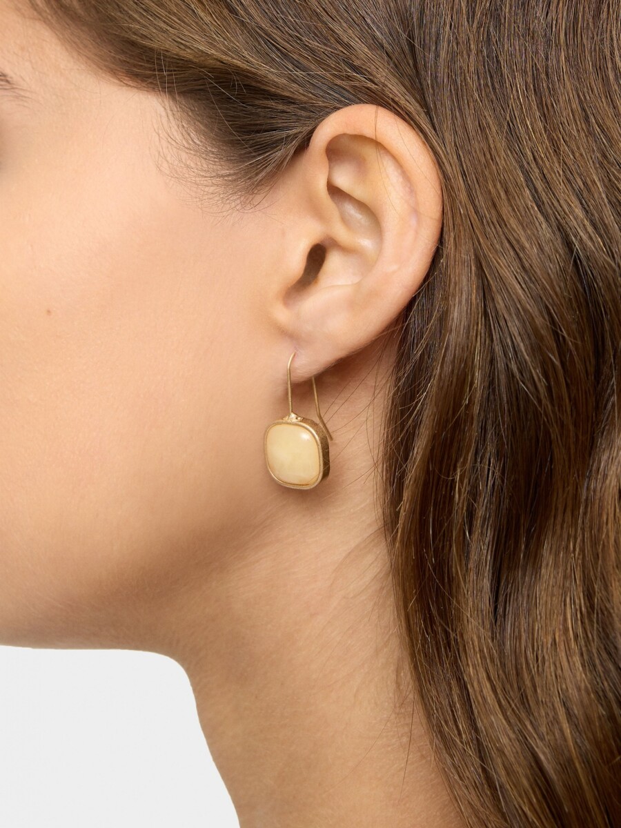 Pendientes Dorados Efecto Piedra beige