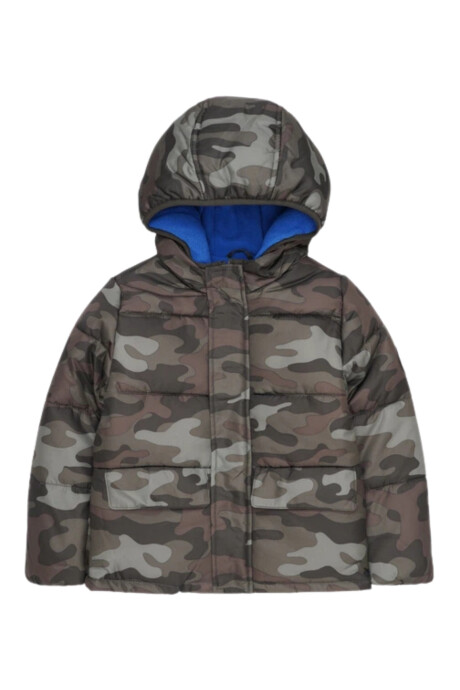 Campera resistente al agua, diseño camo. Talles 4T-7 Sin color