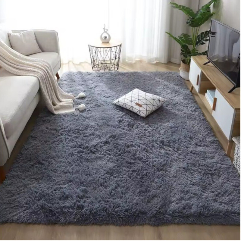 Alfombra Tapete Shaggy Peluda 100 X 150cm Pelo Alto Gris