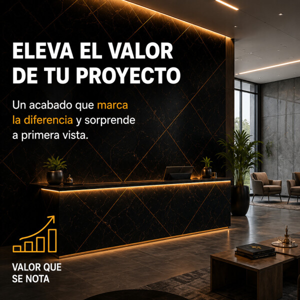 Placa PVC Símil Mármol Utilizables 2,2X1,22 Resistente 3Mm Negro