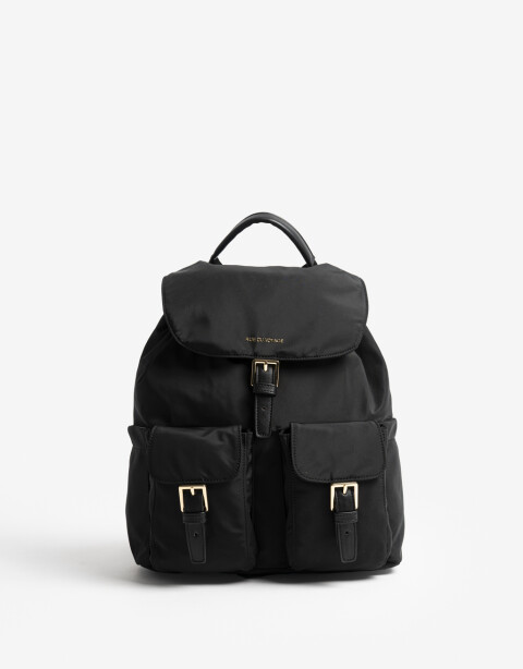 Mochilas Urbanas Mochila Con Solapa Y Bolsillos - Negro