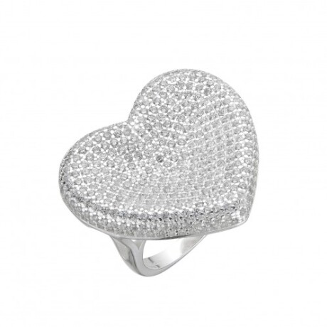 Anillo de plata 925 con circonias, CORAZON. Anillo de plata 925 con circonias, CORAZON.