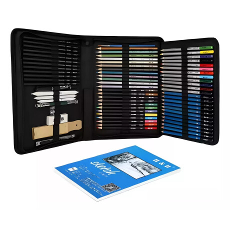 Kit Dibujo Técnico Piccoly 72 Piezas Con Estuche Negro