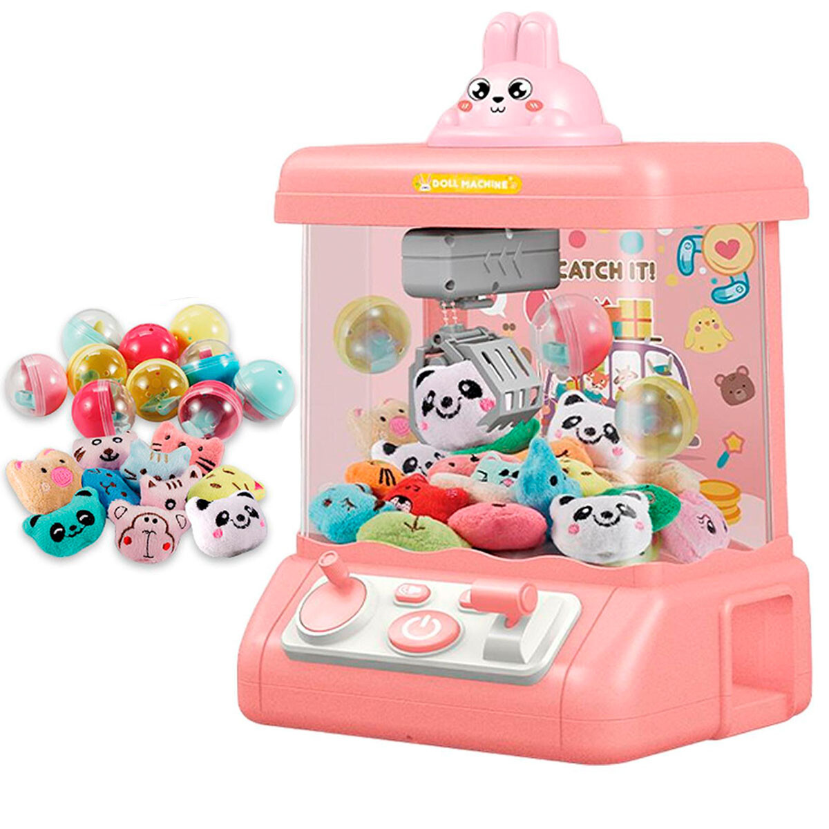 Máquina Infantil Grúa Juguetes Peluches Con Sonido - Rosado 