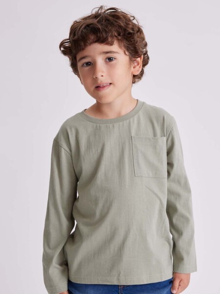 Remera manga larga con bolsillo Verde