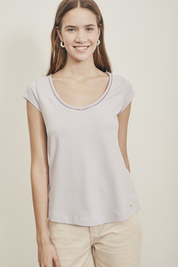 Remera Algodón Elastano Lila Hielo