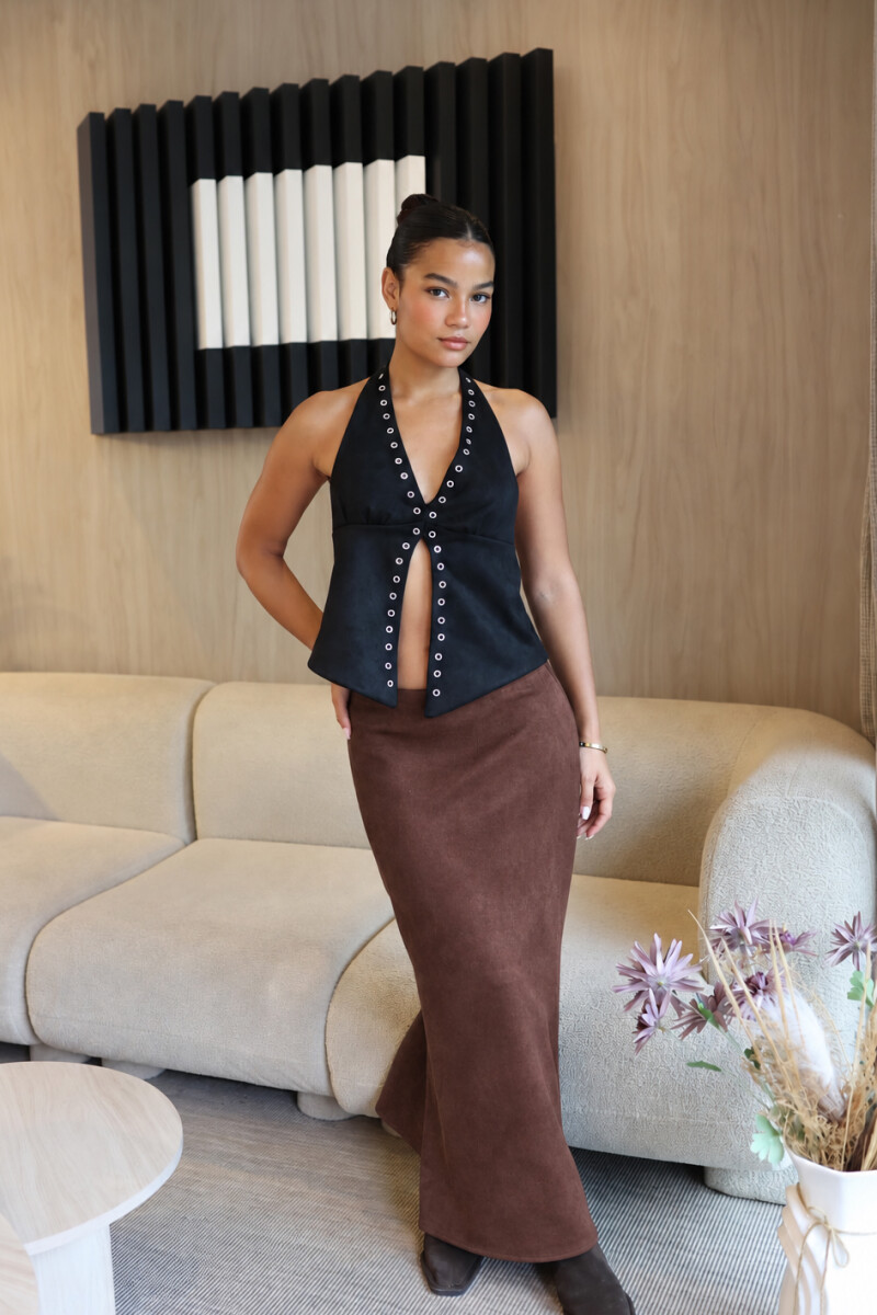 FALDA OLIVIA MARRON
