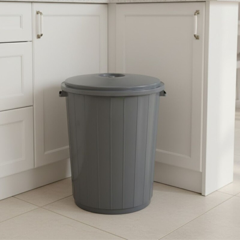 Tarro de residuos 50 lts con tapa GRIS OSCURO
