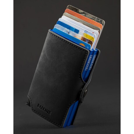 Billetera Baleine Double Kansas en Aluminio y Cuero con Protección RFID Dark Blue