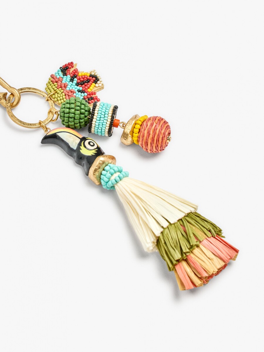 Llavero Charm Pájaro Con Abalorios multicolor