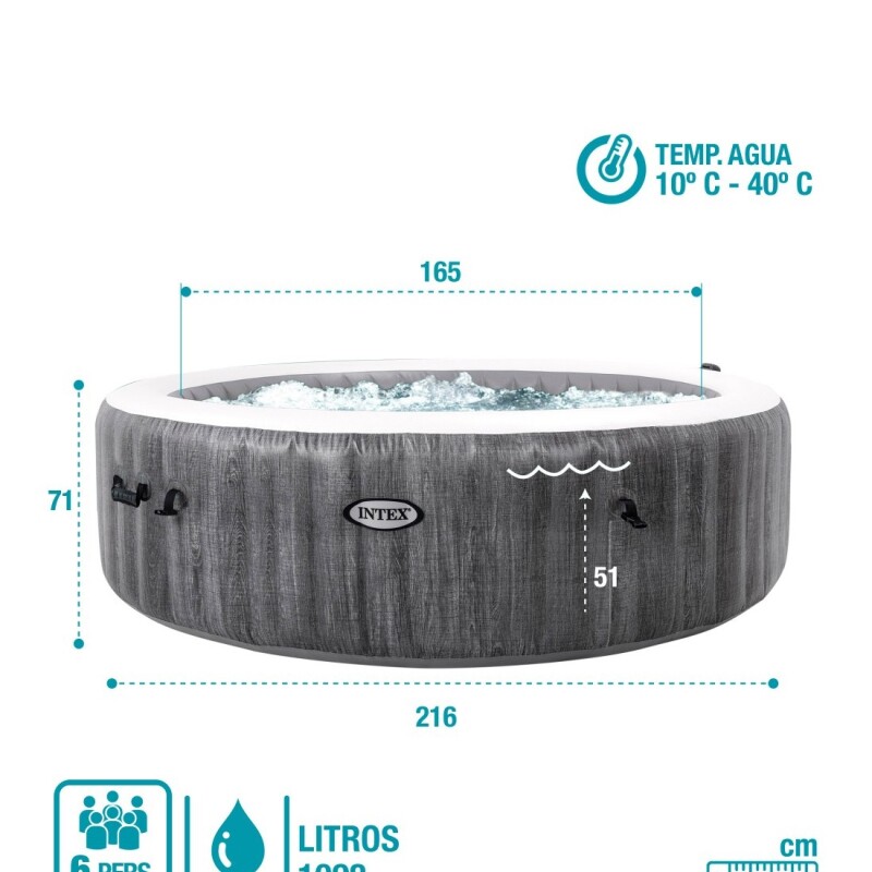INTEX PURESPA GREYWOOD CAPACIDAD 6 PERSONAS Intex Purespa Greywood Capacidad 6 Personas