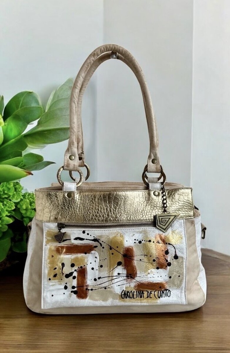 Cartera De Cuero Modelo VITALIA Con Arte Pintado A Mano 
