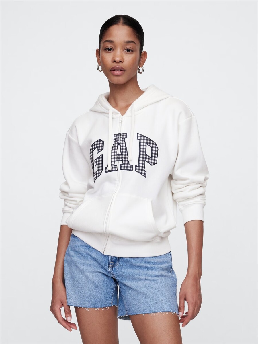 Canguro Con Cierre Logo Gap Mujer - Navy Gingham 