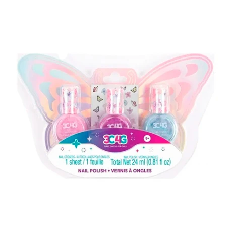 Kit de 3 Esmaltes de Uñas Intantil Mariposa 001