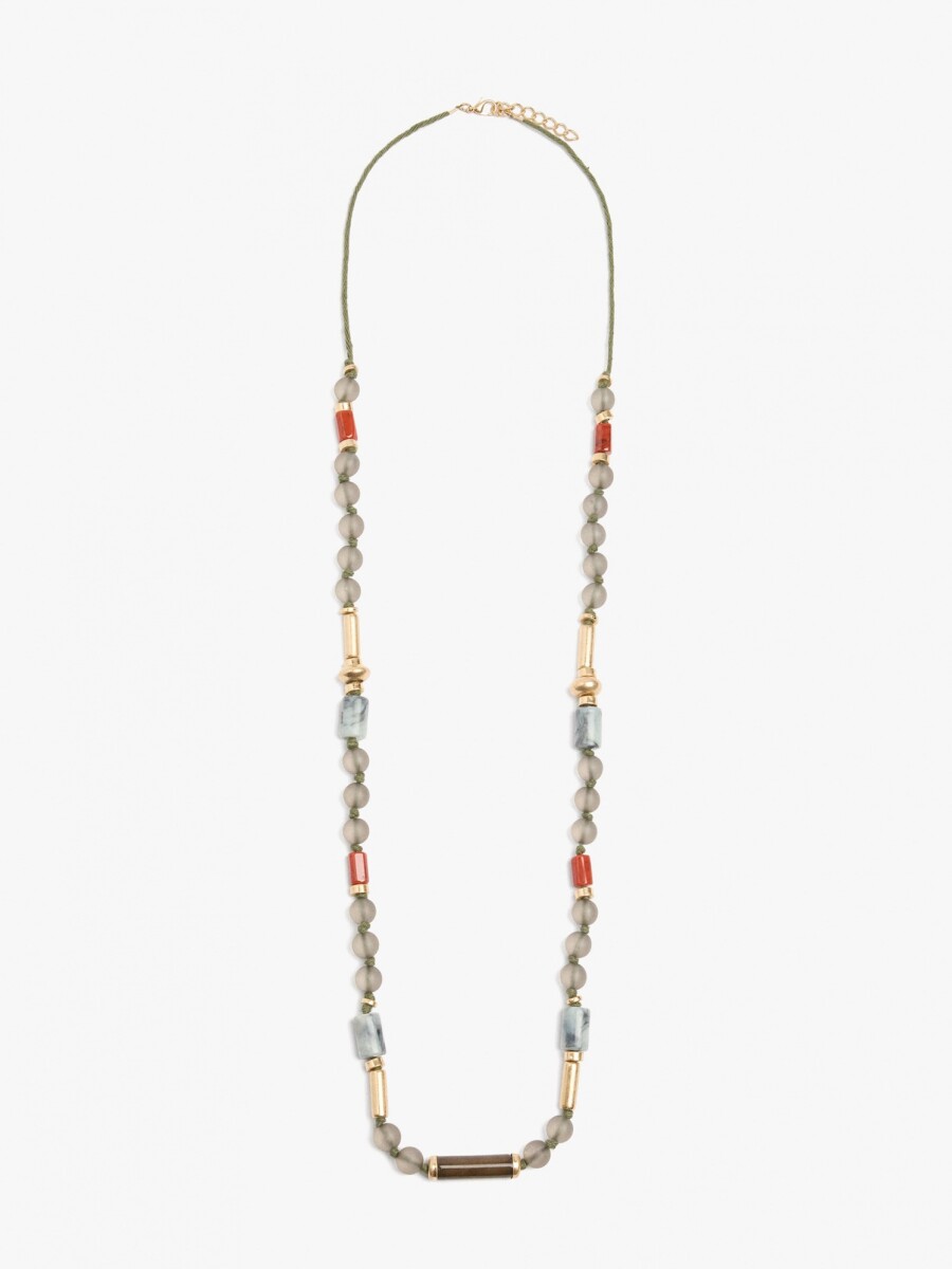 Collar Largo Con Cuentas multicolor