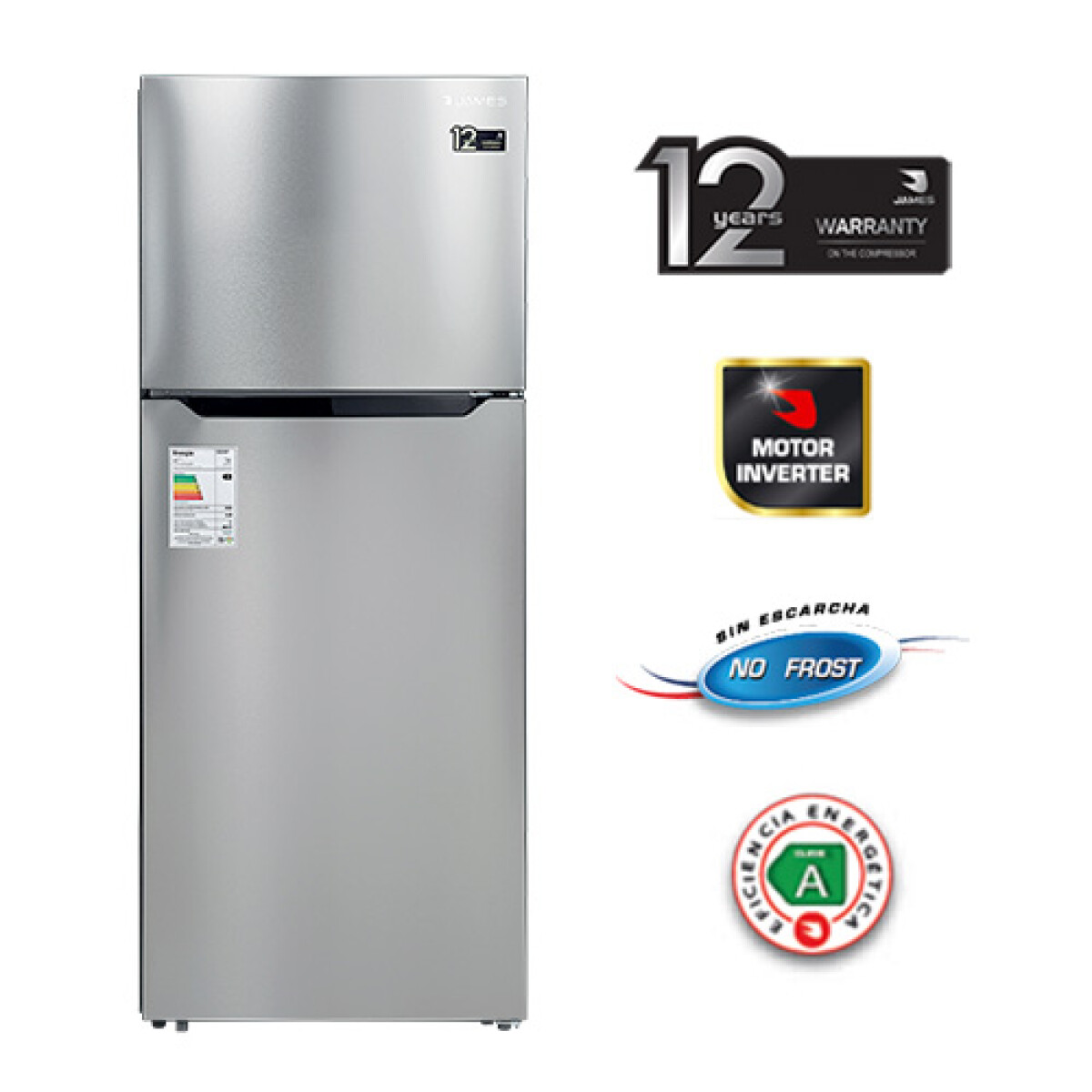 Heladera Inox Freezer Frio Seco Inverter 452LTS James Rj 571 