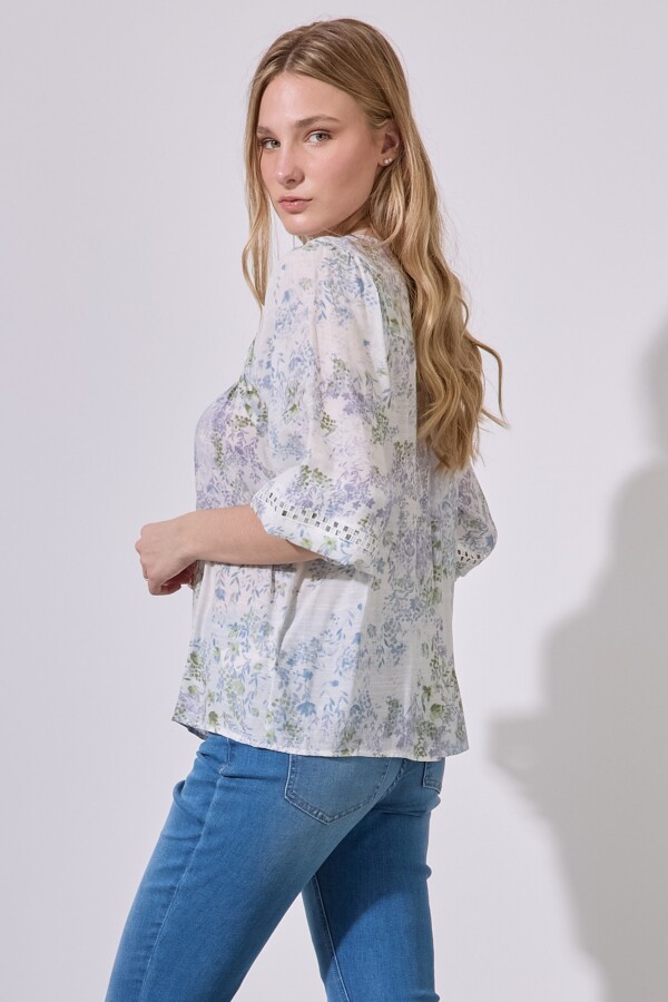 Blusa Gasa Flores CRUDO/MULTI