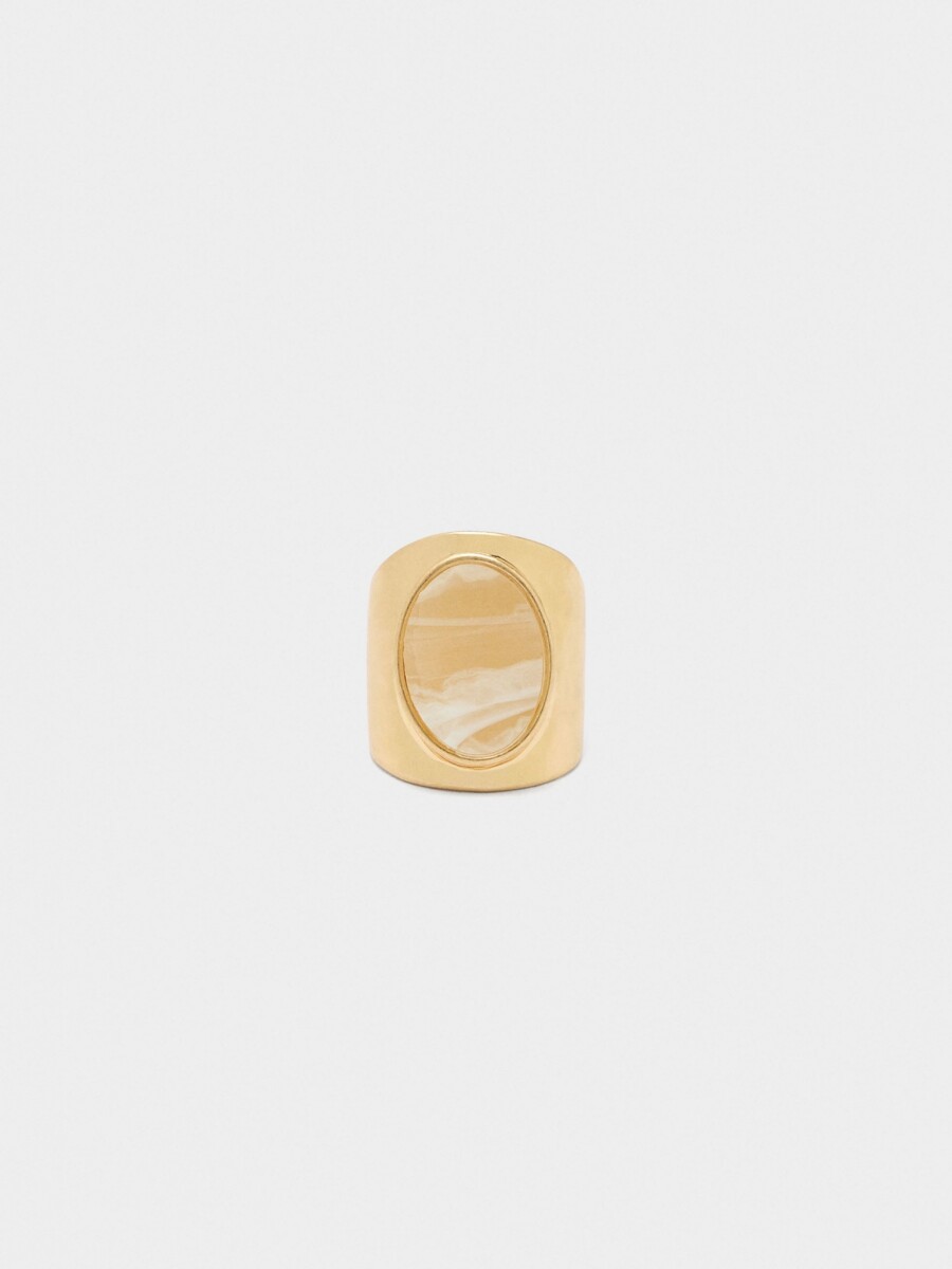 Anillo Ancho Con Detalle Ovalado beige