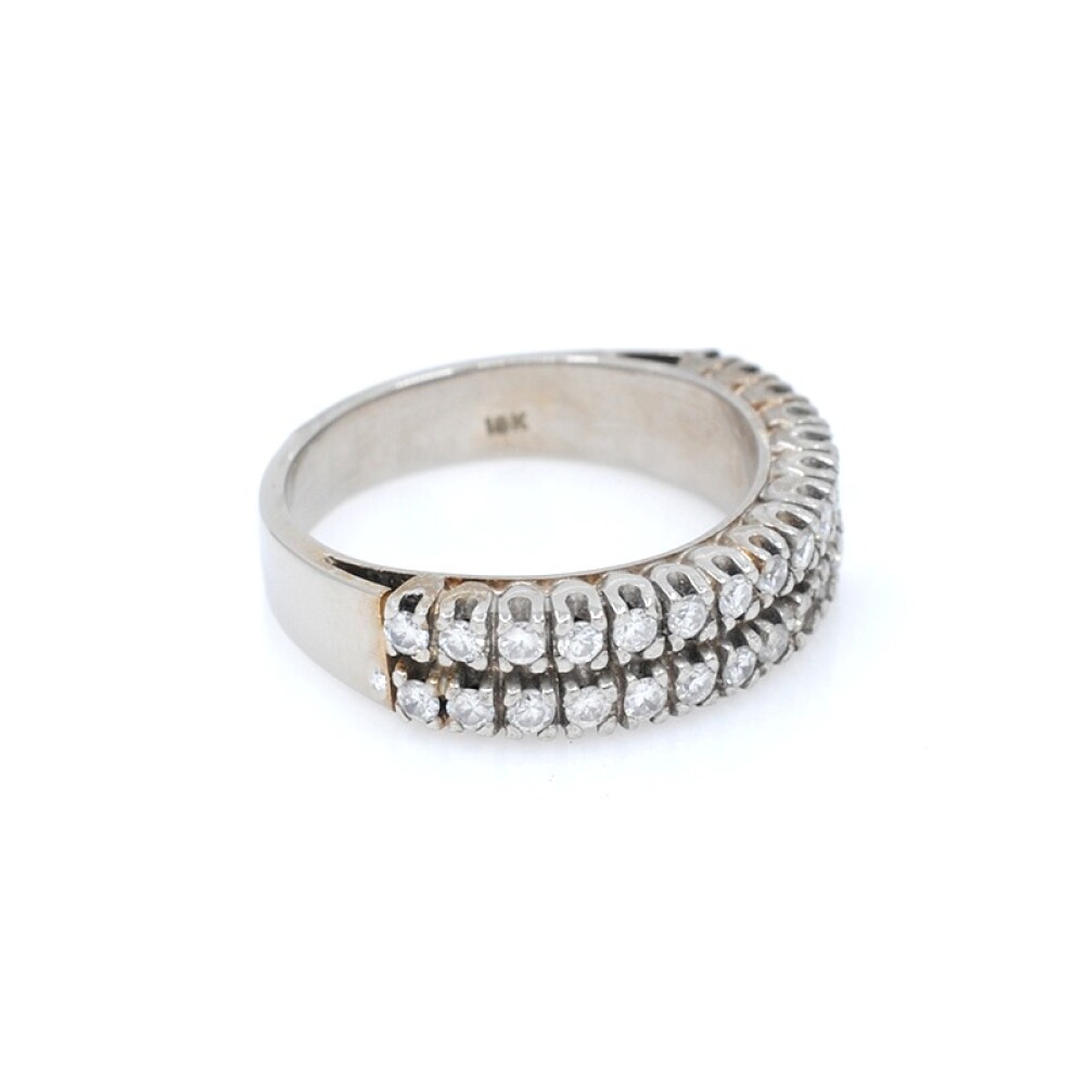 Anillo en oro 18k blanco con 2 hileras de brillantes Anillo en oro 18k blanco con 2 hileras de brillantes