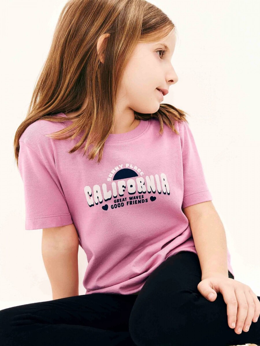 CAMISETA INFANTIL CON ESTAMPA - ROSADO 
