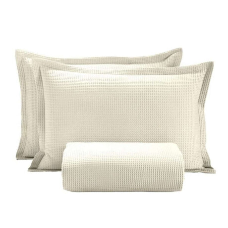 Juego Colcha y Funda Piquet Dohler 1 Plaza 100% Algodón Marfil