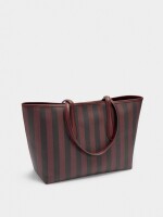 Bolso Shopper A Rayas Con Bolsa Extraíble burdeos