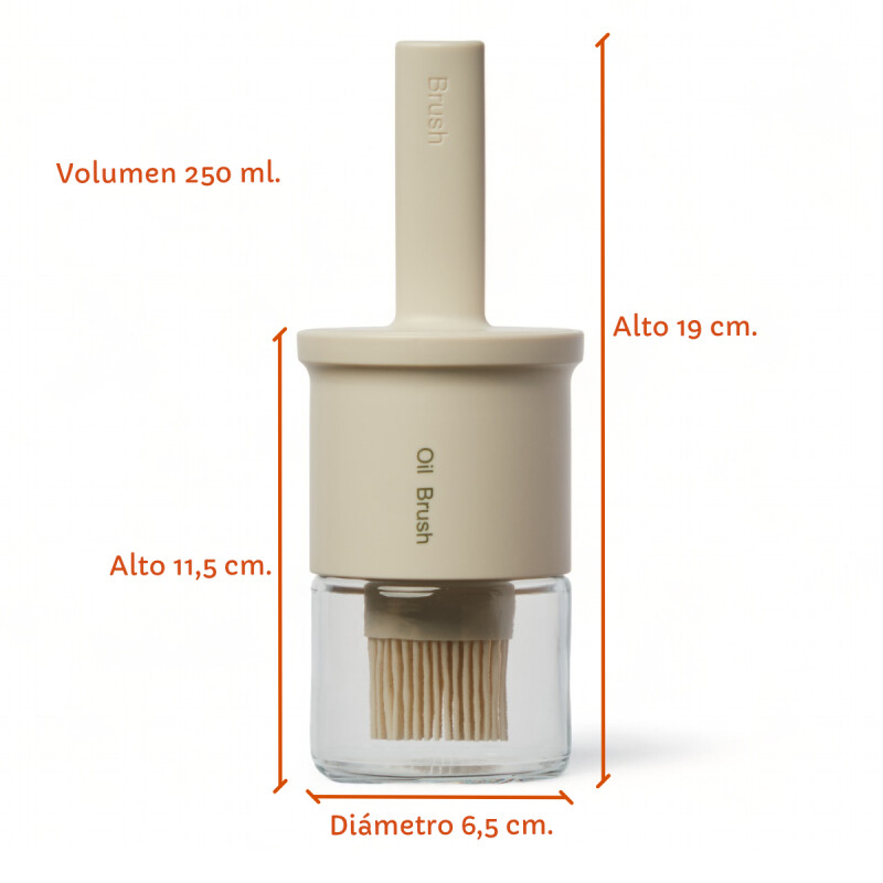 Aceitera Salsera Botella Vidrio 250ml Con Pincel De Silicona Amarillo