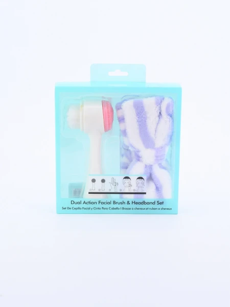 BELLEZA SET CEPILLO FACIAL Y VINCHA 2 PIEZAS BLANCO