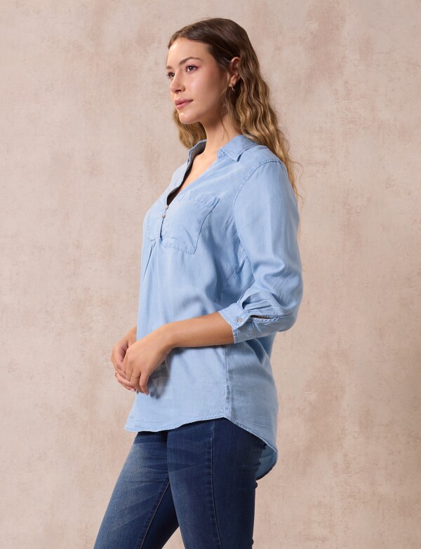 Blusa Lyocell Bolsillo JEAN CLARO