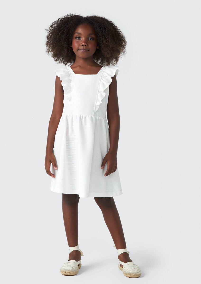 VESTIDO INFANTIL CON VOLADOS - BEIGE 