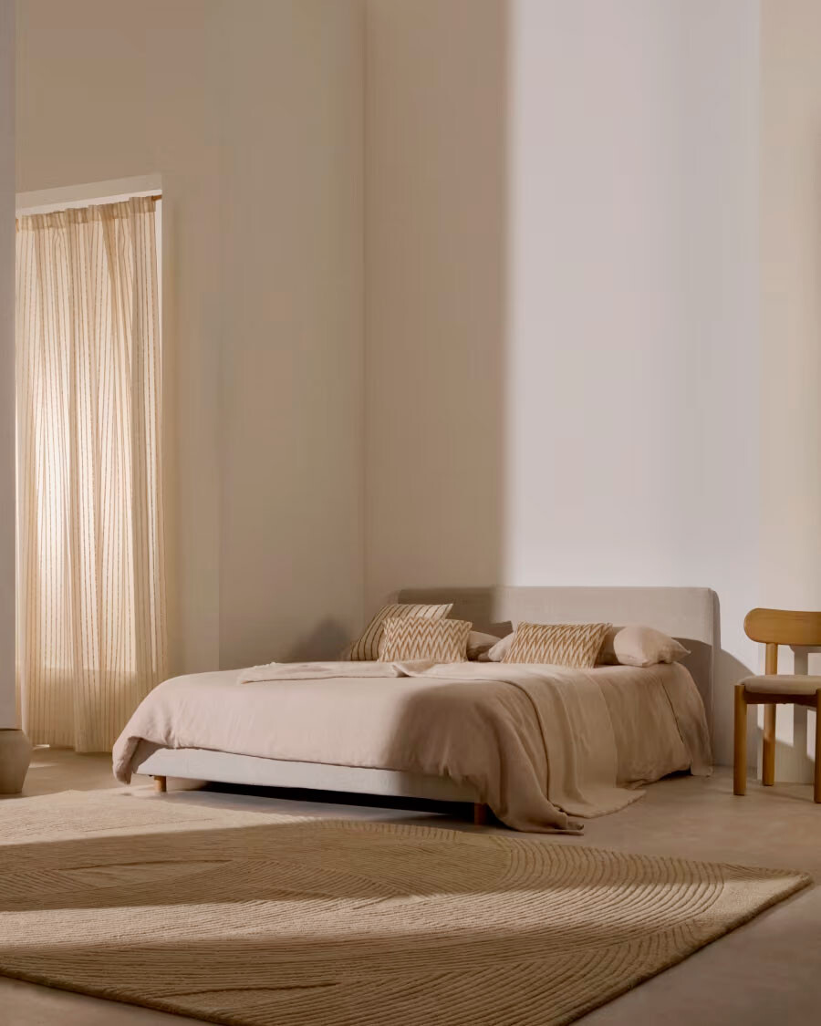 Cabecero desenfundable Valma de chenilla perla para cama de 160 x 200 cm de 180 x 200 cm
