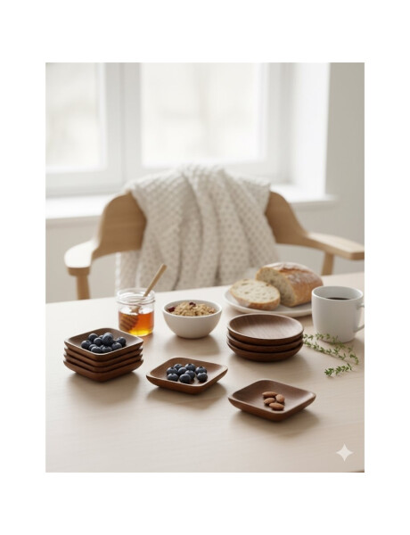 SET X4 COPETINEROS CUAD. MADERA 13X13X2.5CM SET X4 COPETINEROS CUAD. MADERA 13X13X2.5CM