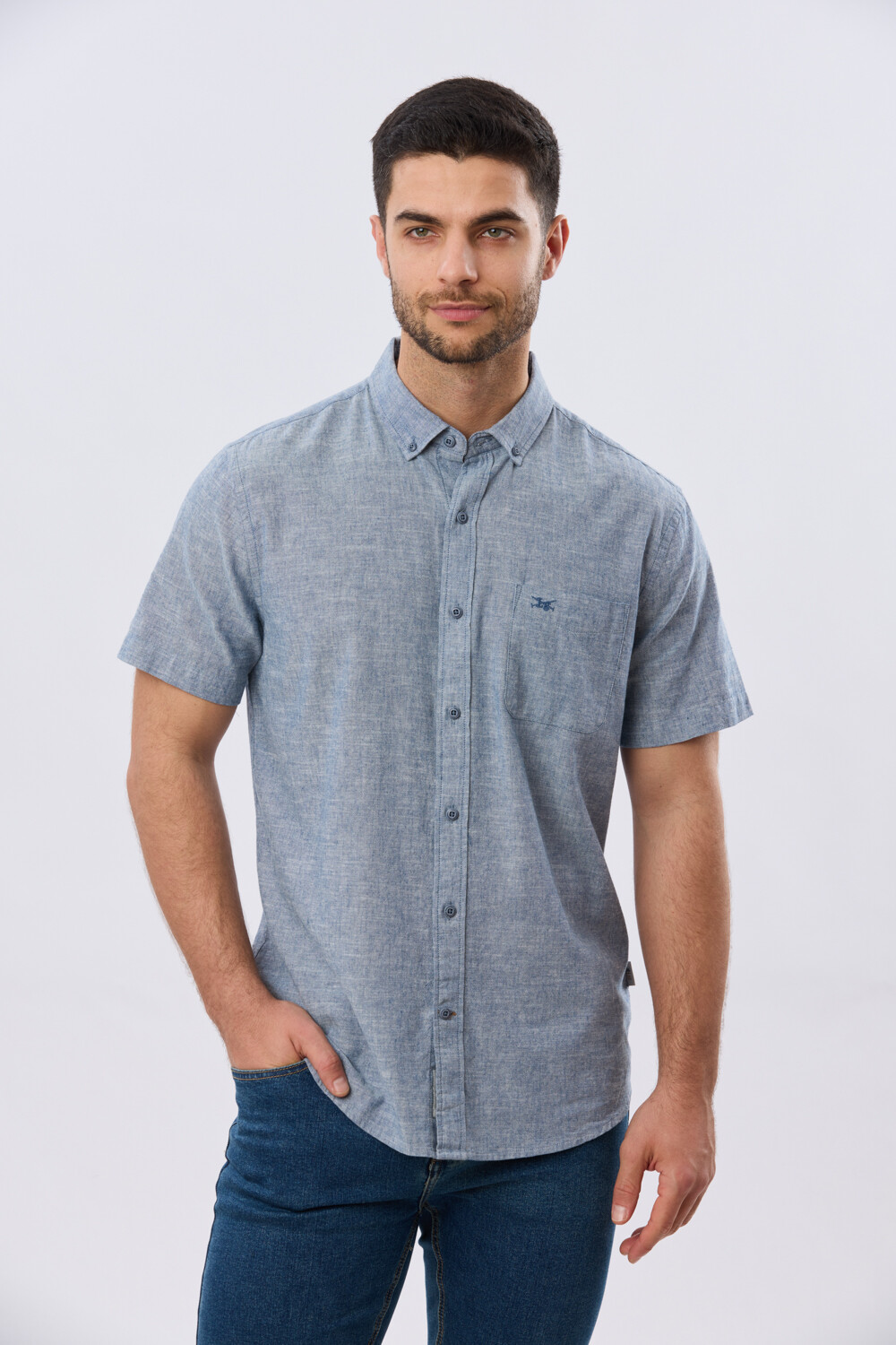 CAMISA LISA DE LINO Denim