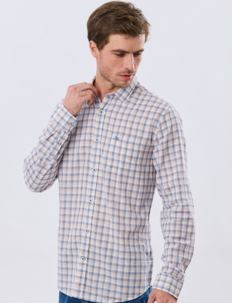 CAMISA CUADROS DE LINO Rosa