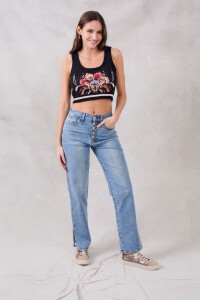 Top Intarsia Negro